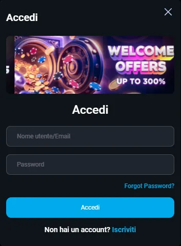 Finestra di login MyStake con il campo nome utente